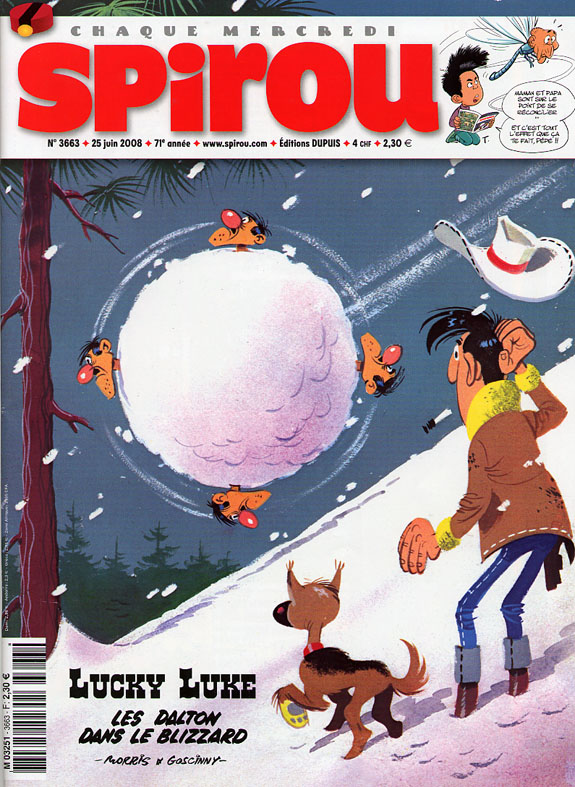 Couverture de SPIROU HEBDO #3663 - 25 juin 2008 - Lucky Luke, les Dalton dans le blizzard
