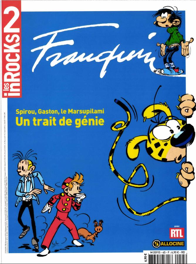 Couverture de INROCKS 2 (LES) #45 - Spécial Franquin : Spirou, Gaston, Le Marsupilami : Un trait de génie.