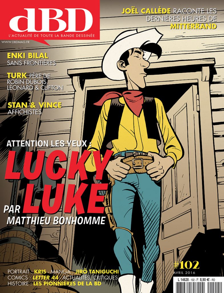 Couverture de DBD #102 - Attention les yeux : Lucky Luke par Matthieu Bonhomme