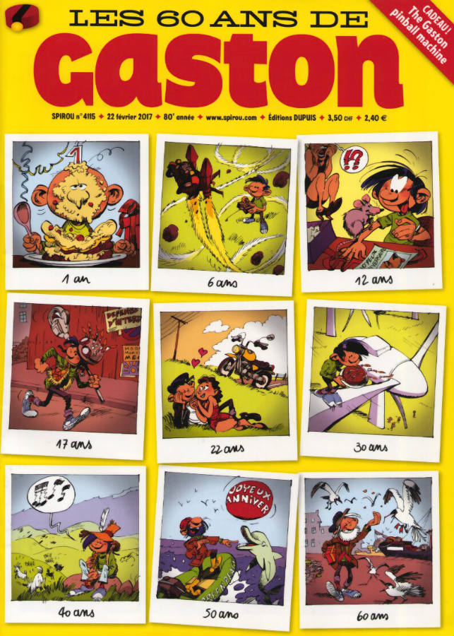 Couverture de SPIROU HEBDO #4115 - Les 60 ans de Gaston
