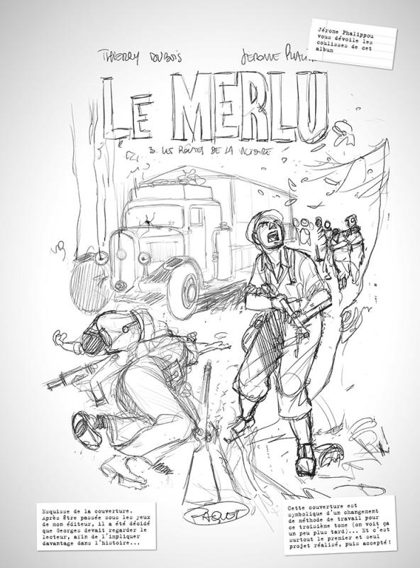 Esquisse de la Couverture BD le Merlu tome 3 par Jérôme Phalippou